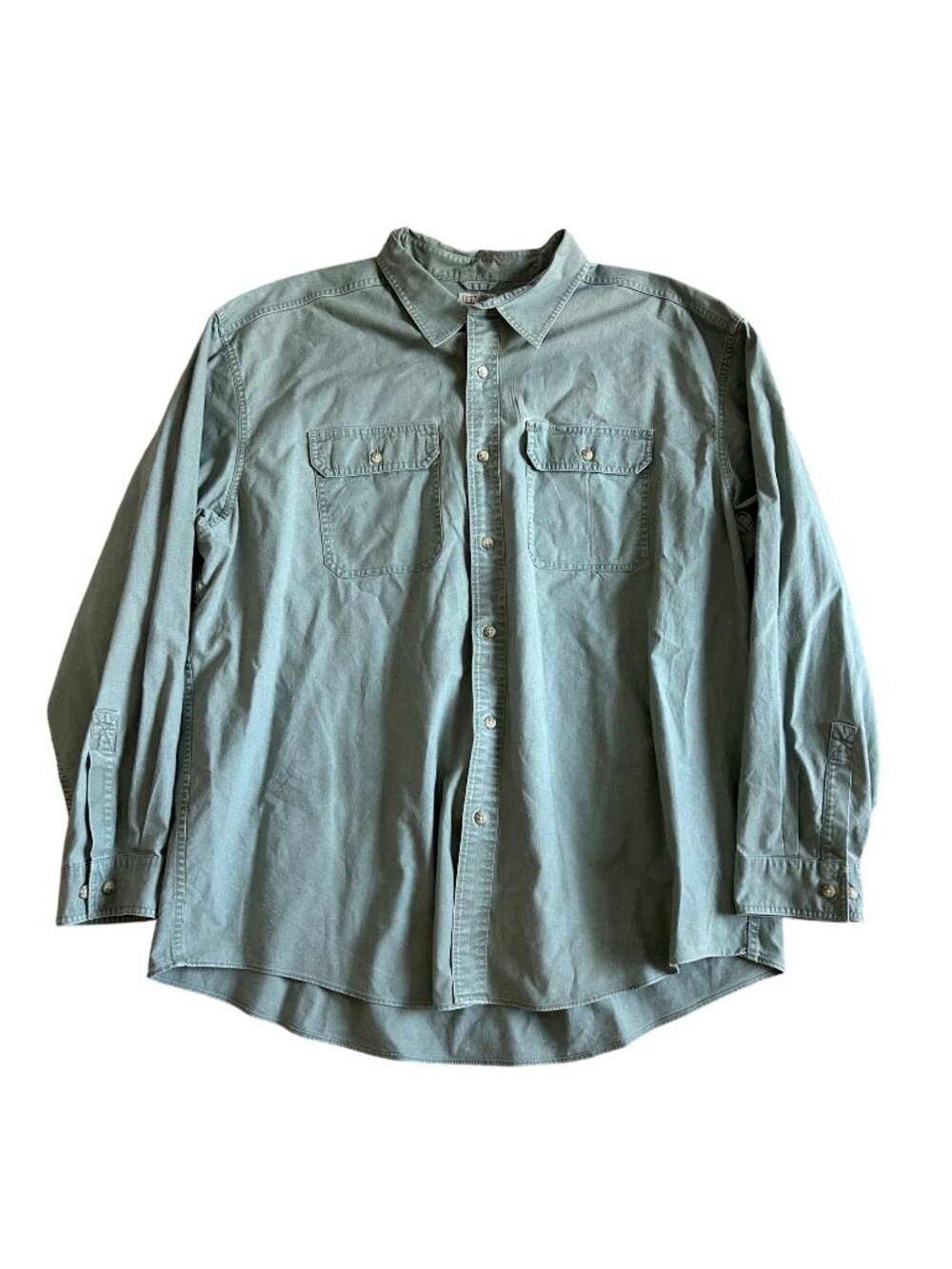 L.L.Bean Mens XXL Traditional Fit Green Button-Up Shirt Long Sleeve Shirt
